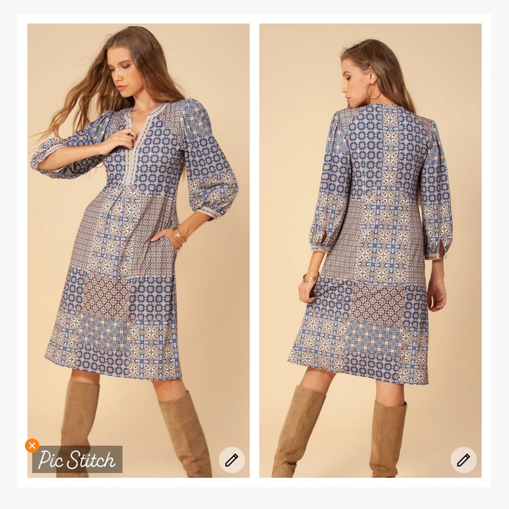 Hale Bob Ariyanna Midi Jersey  Dress Blue